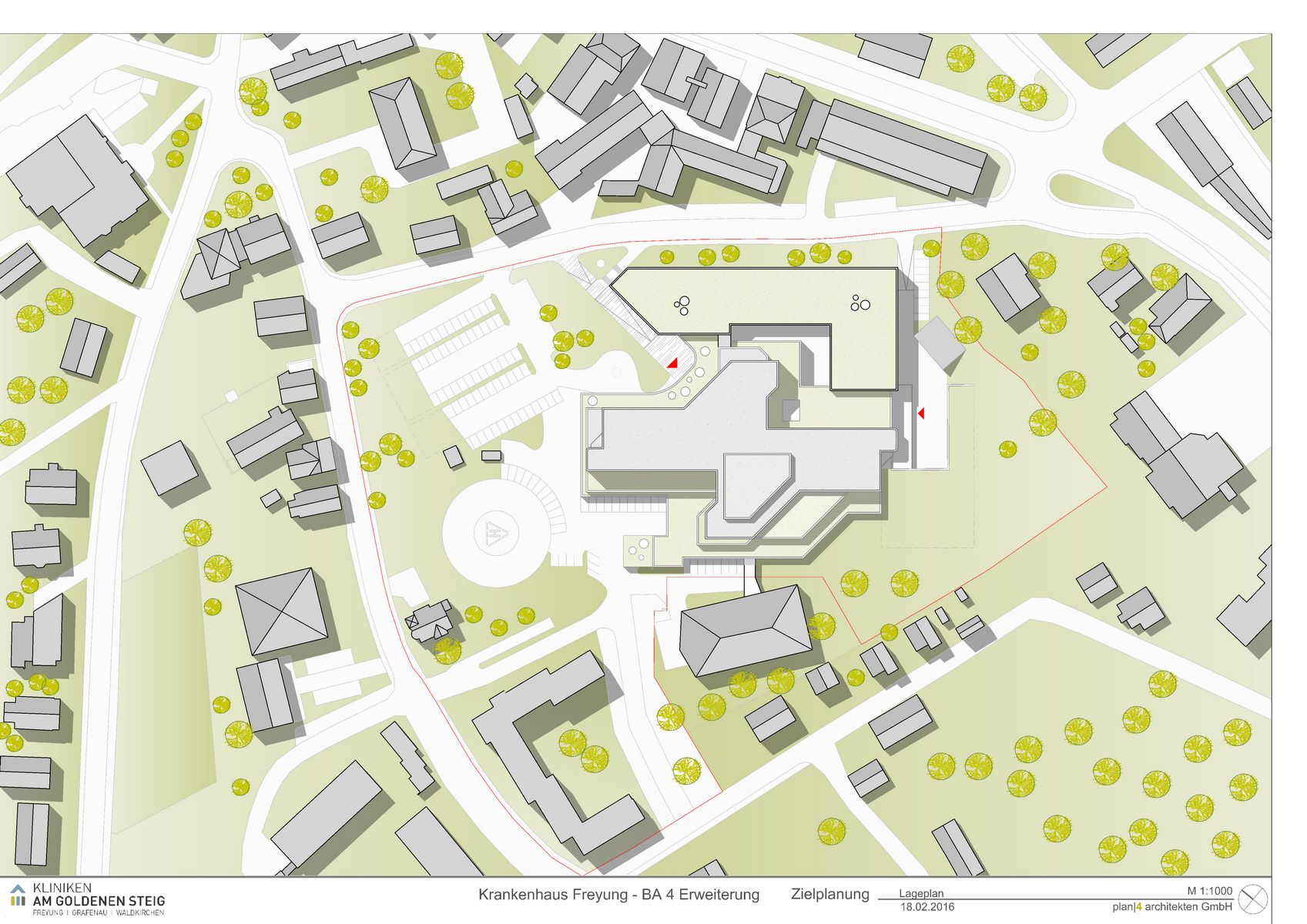 Freyung_Lageplan ohne Text Umbau Sanierung Krankenhaus Freyung Herzkatheterlabor Dewan Friedenberger Architekten Architekturbüro München Gesundheitswesen HKL